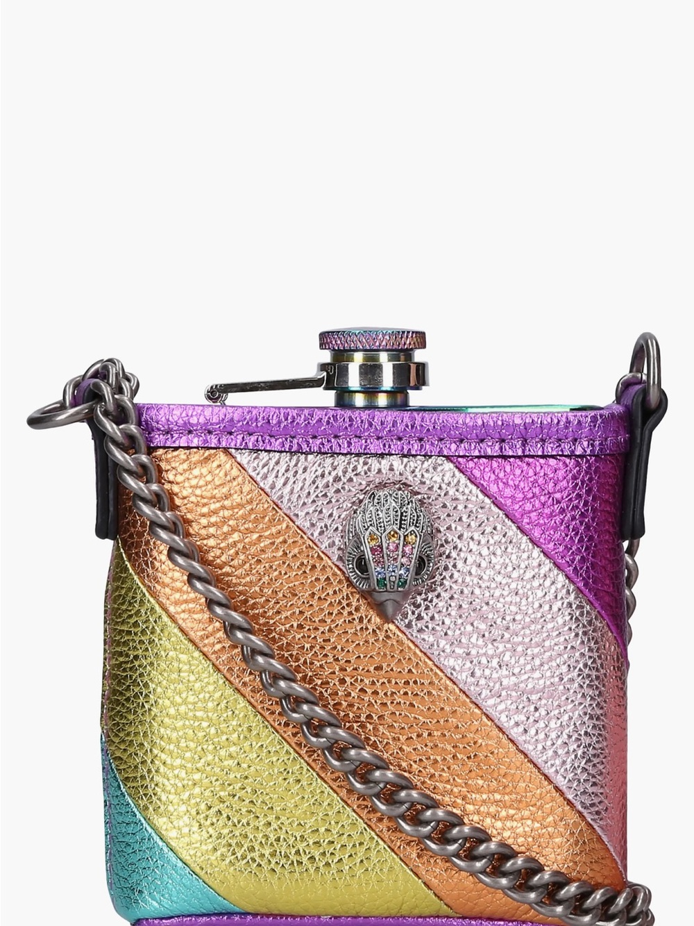 Kurt Geiger Multicolor Iridescent Diagonal Stripe Flask Crossbody